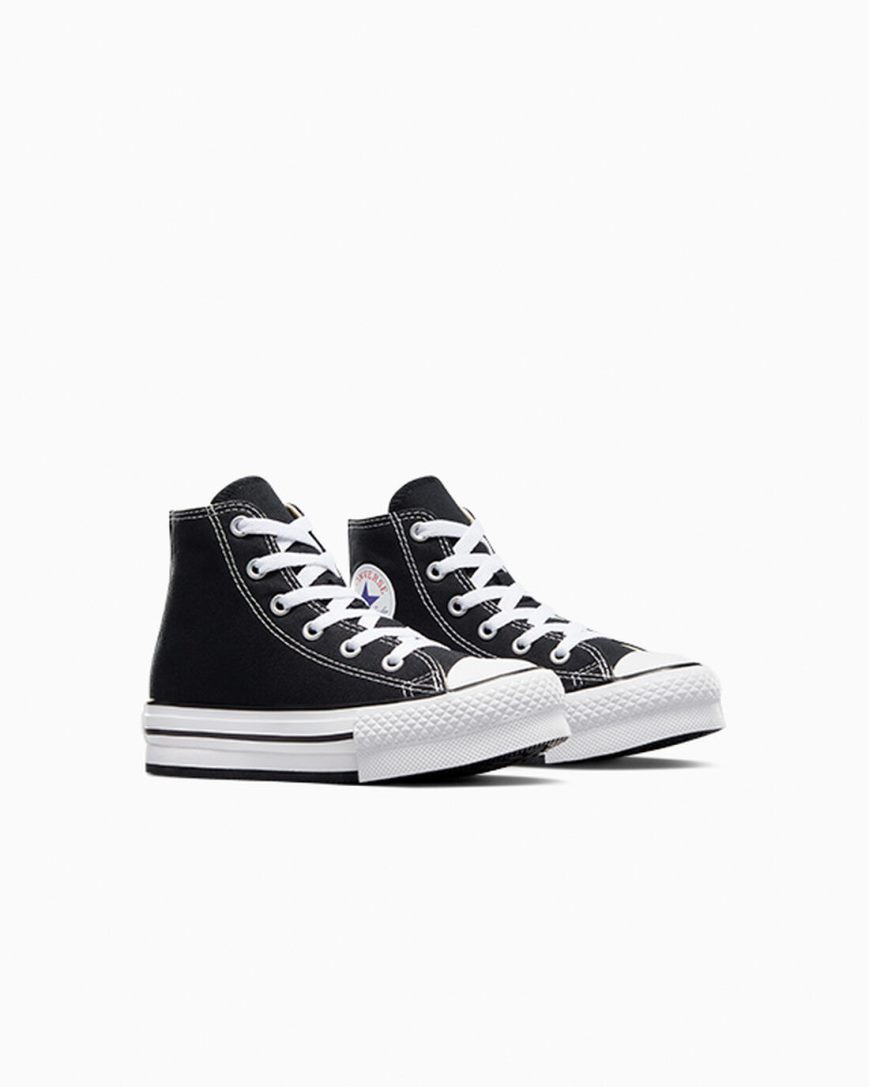 Sapatos Plataforma Converse Chuck Taylor All Star Lift Cano Alto Menina Pretas Branco Pretas | PT Q03P48T